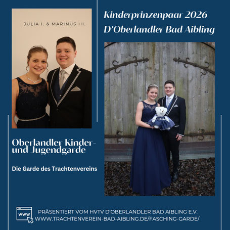 Foto Kinderprinzenpaar Bad Aibling 2026, Prinz und Prinzessin