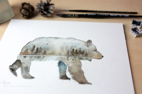 Krafttier Bild · Krafttier Aquarell · Kraftbaum Malerei · Seelenbilder Kinder · Geburtsgeschenk Kunst · spirituelle Tiermalerei · persönliche Auftragsmalerei · Natursymbolik Kunst · intuitive Malerei