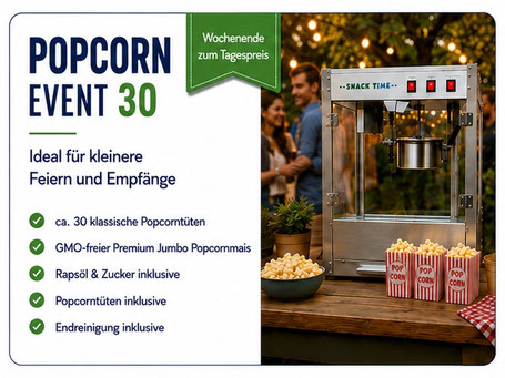 Popcorn Event 30 Komplettpaket mit Popcornmaschine und klassischen 50-g-Popcorntüten für kleinere Feiern