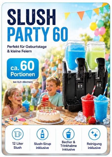 Slush Party 60 Komplettpaket mit 12 Liter Slush für ca. 60 Portionen bei 0,2-l-Bechern