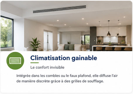Climatisation gainable. Le confort invisible. intégration dans les combles ou le faux plafond. Expert à Laval et alentours pour climatisation. entretien climatisation.