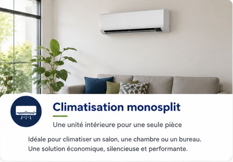 Climatisation monosplit idéal pour une seule pièce. Pose climatisation à Laval. Climatisation réversible. Frigoriste à Laval & alentours