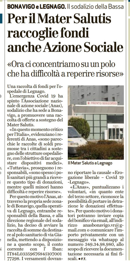 Dal quotidiano l'Arena del 27.3.2020