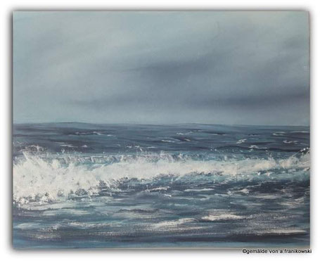 Maritime Malerei der Nordsee bei trüben Wetter. Meeresgemälde online kaufen.