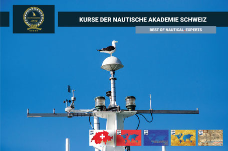 Funkmast mit Möwe – Kurse der Nautischen Akademie Schweiz, praxisnahe Seefahrtausbildung mit Fokus auf Funk, Meteorologie und Navigation