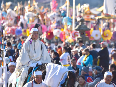 室根神社特別大祭　マツリバ会場に入って来た本宮「大先司」