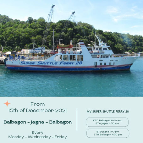 Ferry from Bohol to Camiguin, Balbagon-Jagna-Balbagon, every Monday-Wednesday-Friday, Schedule Super Shuttle Ferry 28, Nypa Style Resort Camiguin
