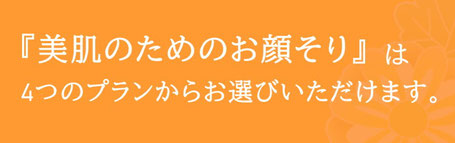 「美肌のためのお顔そり」は4つのプランからお選びいただきます。