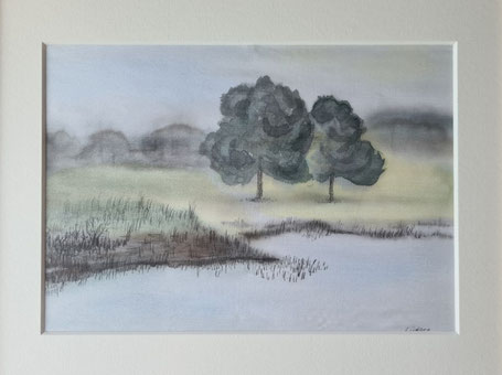 Seidenmalerei Landschaft Kunst Heike Lüders