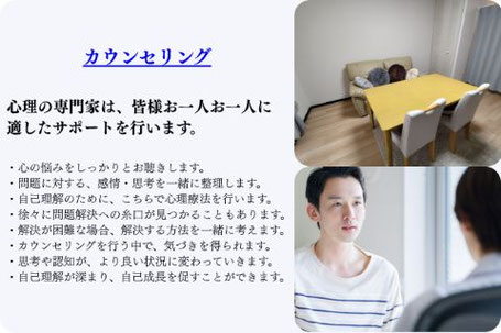 対面カウンセリングを受ける男性・セッションルーム