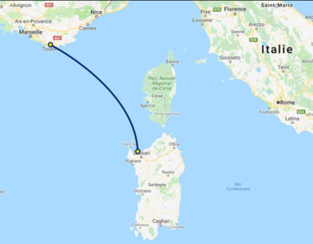 Route Toulon Porto Torres 2026