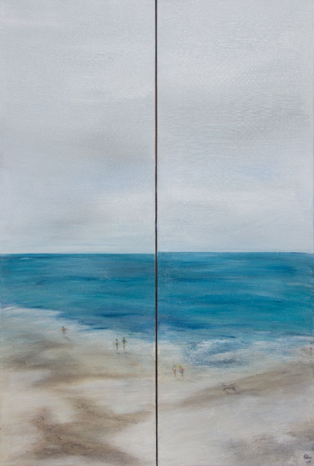 "Strandspaziergang", Acryl auf Leinwand, 40x120cm