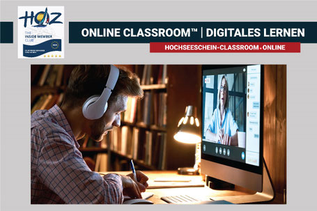 Teilnehmer lernt im HOCHSEESCHEIN ONLINE CLASSROOM, Live-Coaching am Bildschirm, digitales Lernen für den Hochseeschein.
