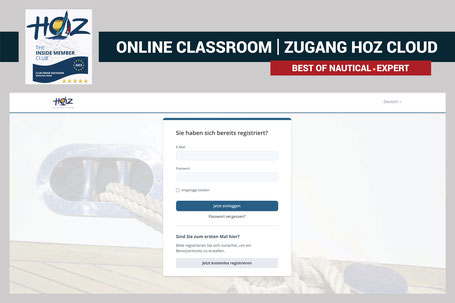 Login-Maske der HOZ Cloud Plattform – Einstiegspunkt zur digitalen Hochseeschein-Ausbildung.