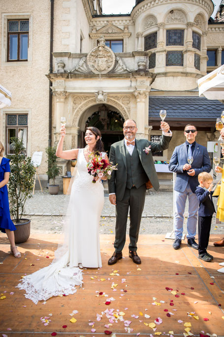 Hochzeit Schloss Schönfeld Sektempfang Hochzeitsfotos