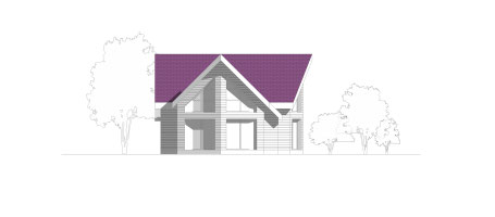 Vue en élévation d’une maison moderne en ossature bois, plans réalisés par O Coeur des Plans