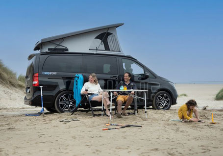 Allrad Wohnmobil von Pössl steht auf einer Wiese 2026