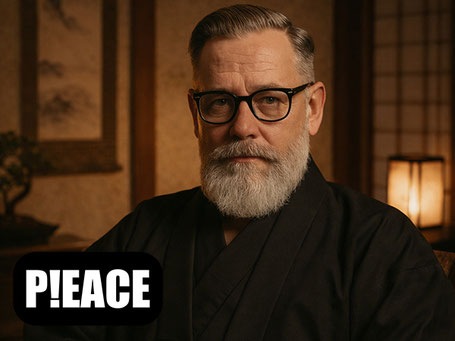 Das Bild zeigt ein Portrait von Peter Hollo vor einem dunklen Hintergrund.