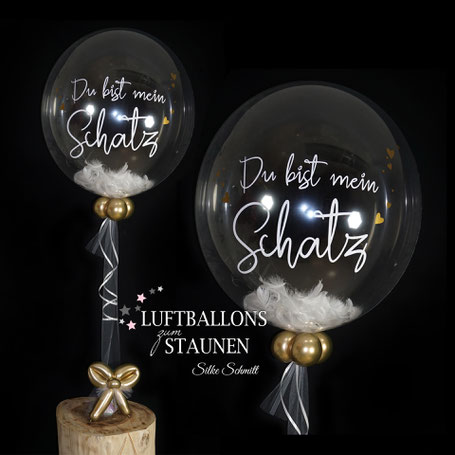 Luftballon Ballon Geschenk Bubble Wunschbubble Standesamt Heirat Brautpaar Helium Hochzeit Liebe mit Name personalisiert Personalisierung Herz Überraschung Deko Dekoration Mitbringsel  Ballonversand Versand Ballongruß Box Ballonbox Brautpaar Schatz