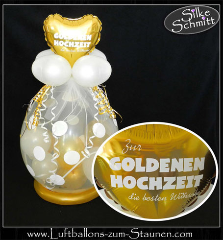 Geschenkballon, Luftballon, Ballon Goldene Hochzeit, Geldballon