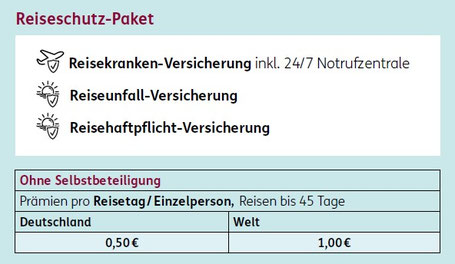 Preise Reiseschutzpaket für Kinder und Jugendliche