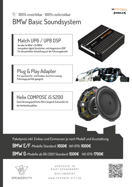BMW G31 G01 X3 5er 3er G21 Soundsystem Untersitz Subwoofer DSP Endstufe Dämmung Lautsprecher