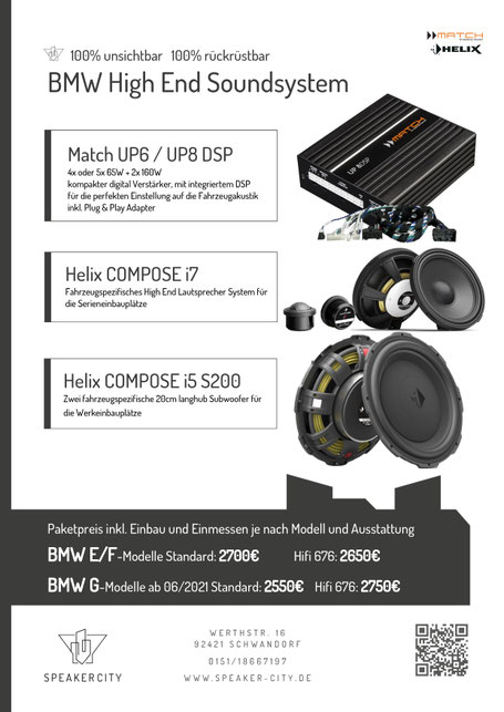 BMW G31 G01 X3 5er 3er G21 Soundsystem Untersitz Subwoofer DSP Endstufe Dämmung Lautsprecher