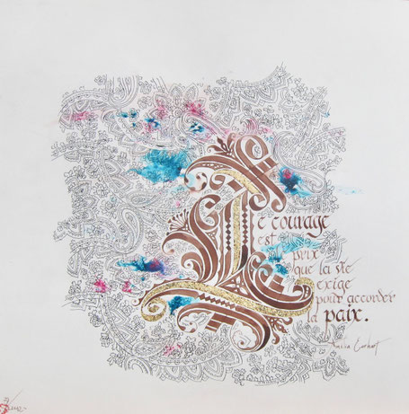 C384 - 50x50- Encre et dorure 