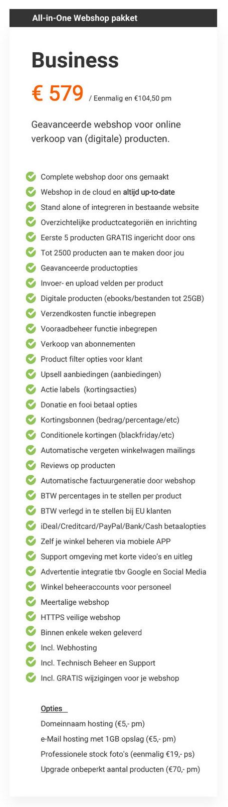 All-in-One webshop pakket Business