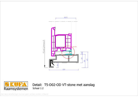 Onderdetail met VT-stone en naar buiten draaiende deur