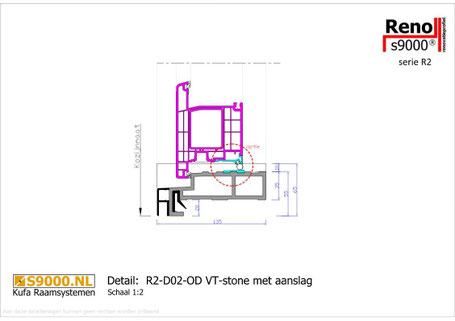Onderdetail met VT-stone en naar buiten draaiende deur 