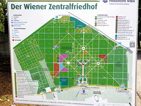 Wien Zentralfriedhof: Leichte Orientierung mit Karten und Plänen