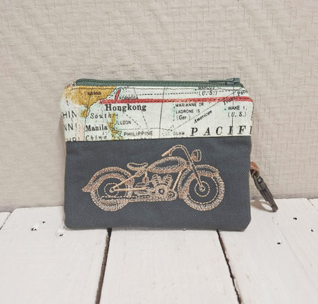 petit porte-monnaie homme mousqueton bronze porte-clé broderie moto tissu cartes cadeau saint-valentin fête des pères sport automobile