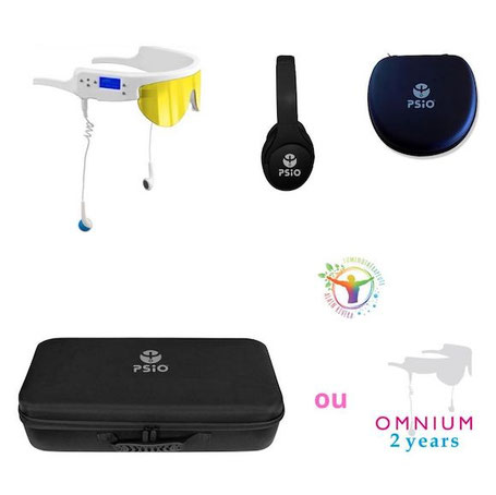 PSIO Pro Thérapeute – lunettes avec casque antibruit, housse de voyage, valise de transport et garantie 2 ans