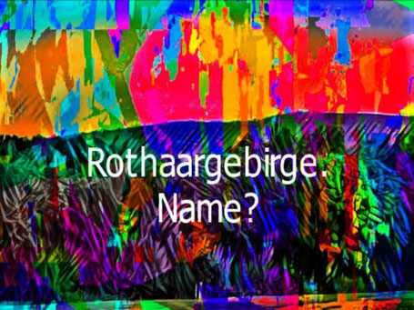 Ein Eindruck von Feuer und Flamme vereinen sich in diesem Schriftzug "Rothaargebirge". Im Text wird nach der Namensherkunft gefragt.