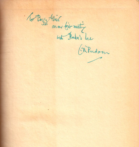 Charles Purdom personally signed Peggy Muir's copy on the inside page.