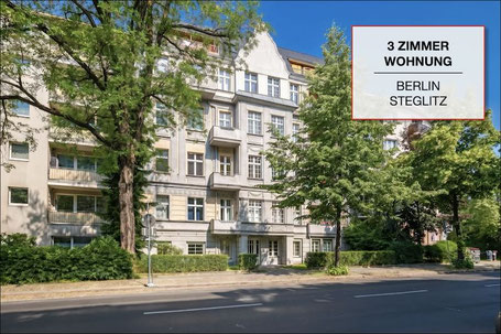 Aussenansicht: Gepflegtes Gründerzeithaus in Berlin-Steglitz mit bezugsfreier 3-Zimmer-Altbauwohnung