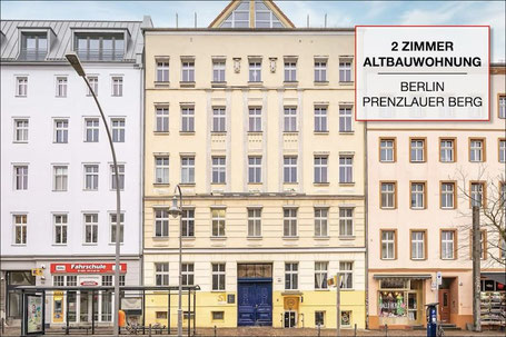 2 Zimmer Altbauwohnung in Berlin Prenzlauer Berg mit klassischer Gründerzeitfassade und urbaner Lage