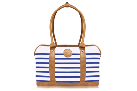 Hundetasche maritim gestreift blau weiß Kunstleder