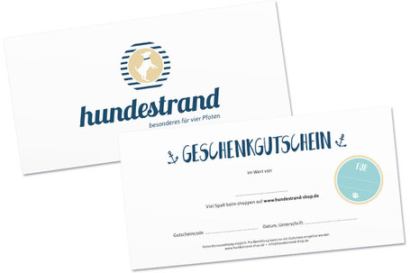 hundestrand Geschenkgutschein Hundeartikel Gutschein