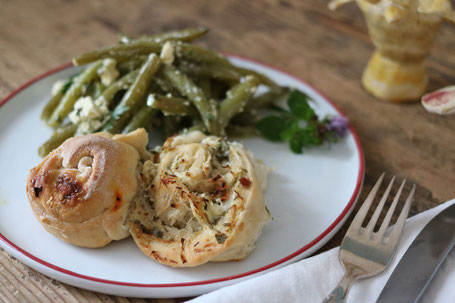 Krautschnecken mit Bohnensalat