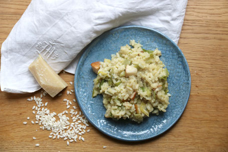 Risotto mit Lauch, Gorgonzola und überreifen Birnen