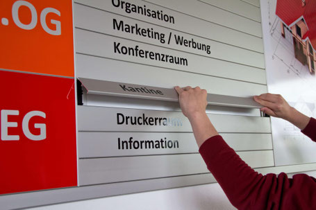 Click-Paneelsystem Türschilder mit Kunststoffrandleisten und Montageplatte