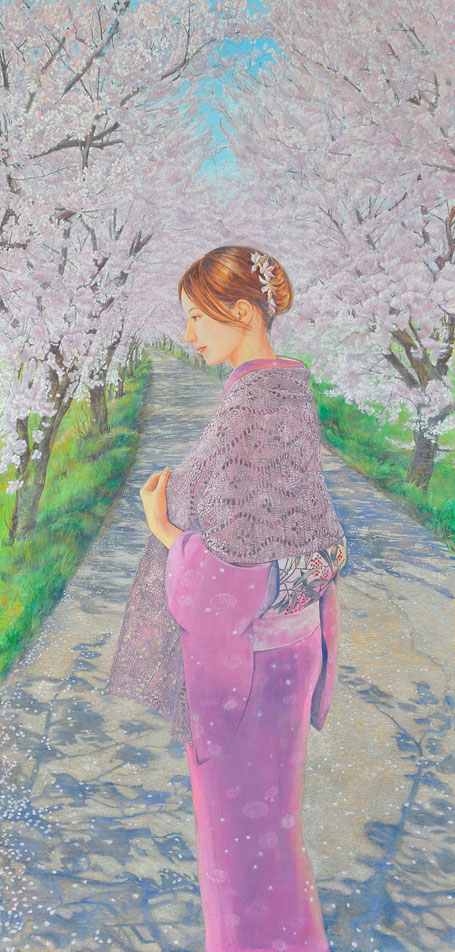 「想い」2012年(1450×700㎜)麻紙・岩絵の具
