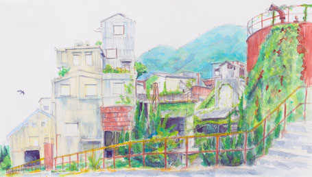 「風師」2008年(220×390㎜)紙・顔彩