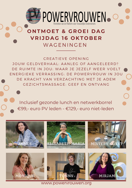 Ontmoet en groeidag met het platform PowerVrouwen Nederland op vrijdag 16 oktober 2026