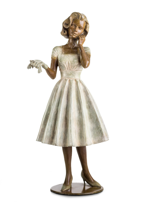 Clémentine : Sculpture en bronze d'une femme très élégante des années 50-60 