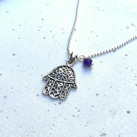 Schutzsymbole Schmuck – Hamsa Hand und Endlosknoten Anhänger aus Silber für Schutz & Energie