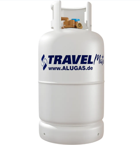 Alugas Travel Mate Tankflasche 14 kg flasche vor transparentem Hintergrund