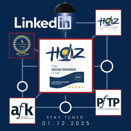LinkedIn-Netzwerkgrafik der HOZ GROUP mit Logos von HOZ, NAKAD, AFK und PFTP – Vorschau auf den Inside Member Club.